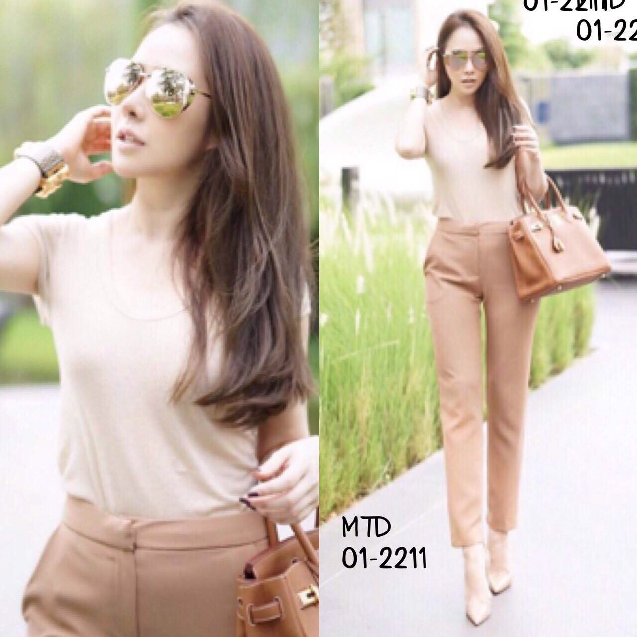 เสื้อยืดแต่งคอกลมปาด เนื้อผ้ายืดอย่างดี มีลาย texture ในตัว