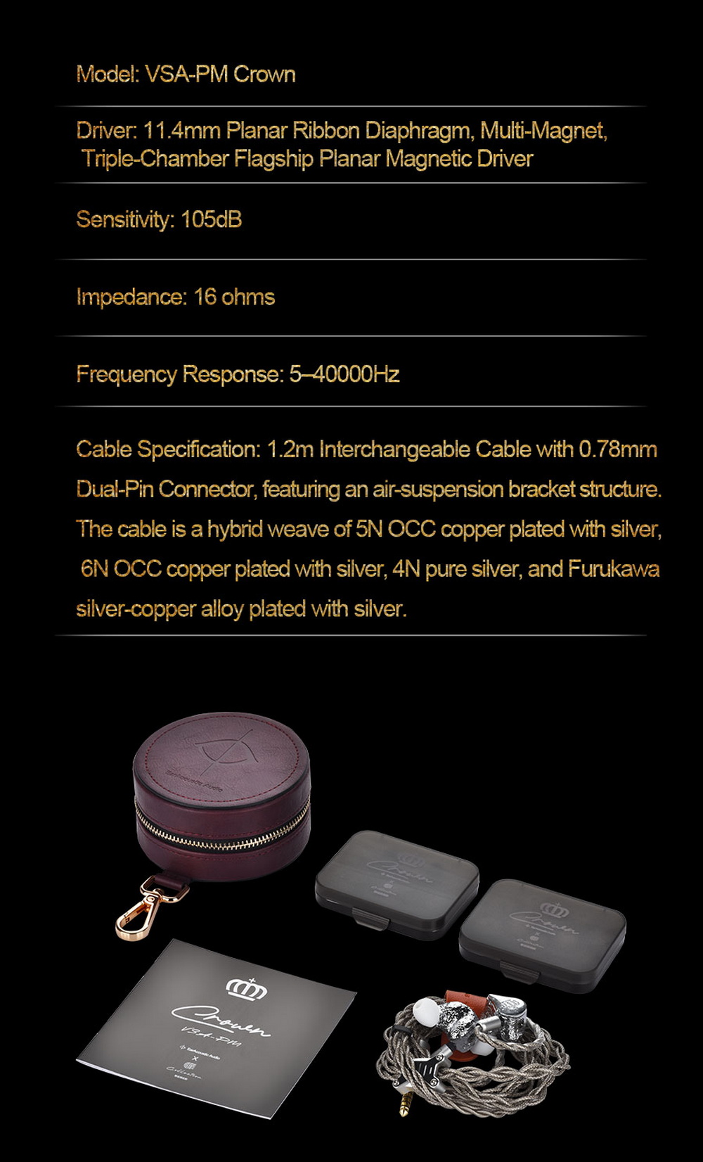 Ear Acoustic Audio VSA-PM Crown หูฟัง IEMs ไดรเวอร์ Planar แบบสามช่องแม่เหล็ก ไดอะแฟรมอะลูมิเนียม ประกันศูนย์ไทย