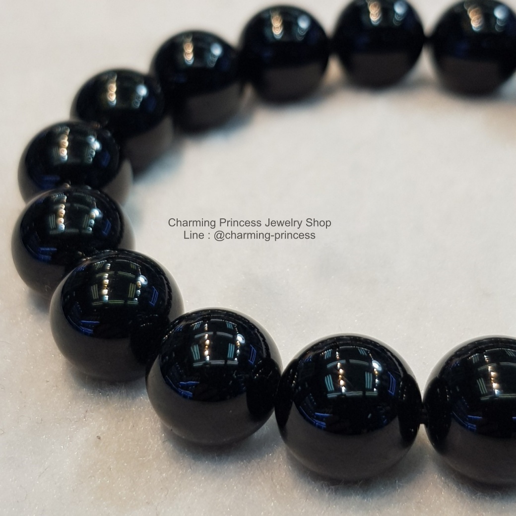 แบล็กทัวร์มาลีน Black Tourmaline 12 มม โดดเด่นการด้านการปกป้องคุ้มครอง และกำจัดพลังงานลบออกไป