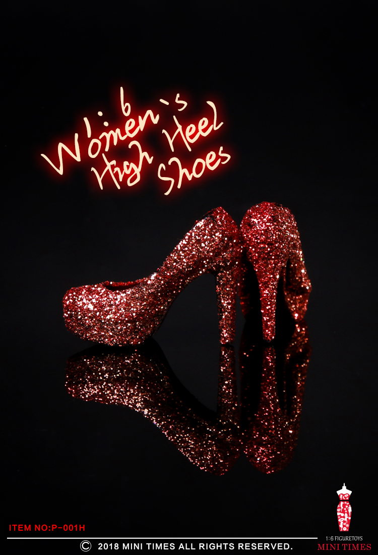Mini Times toys P-001 Sequined gold silk crystal high heels