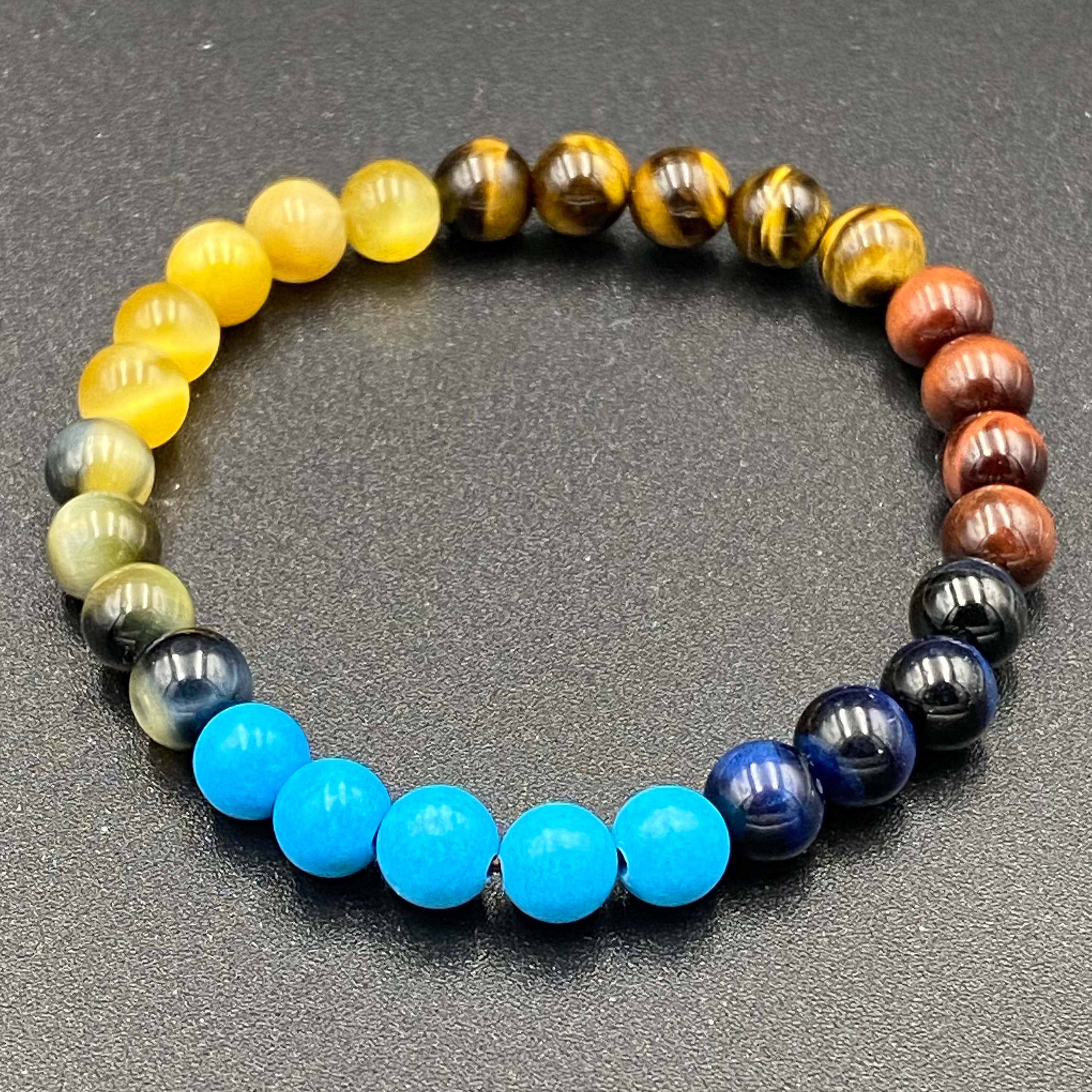 5 พยัคฆราช Tiger Eye Multi Colors หินตาเสือครบทุกสี 6 มม เพิ่มพิเศษ Turquoise Iran เสริมพลังอำนาจบารมีทั้งชาย และหญิง ช่วยให้สติปัญญาดี และมีความสามารถเหนือผู้อื่น แคล้วคลาดปลอดภัย และมีชัยชนะเหนือศัตรู