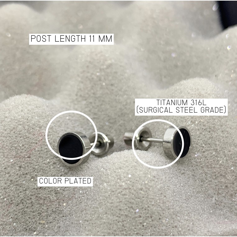 (สำหรับเจาะที่ร้านเท่านั้น)แป้นหมวก สแตนเลสเกรดการแพทย์ Black flat แพคเกจปลอดเชื้อ ปลอดภัย100%