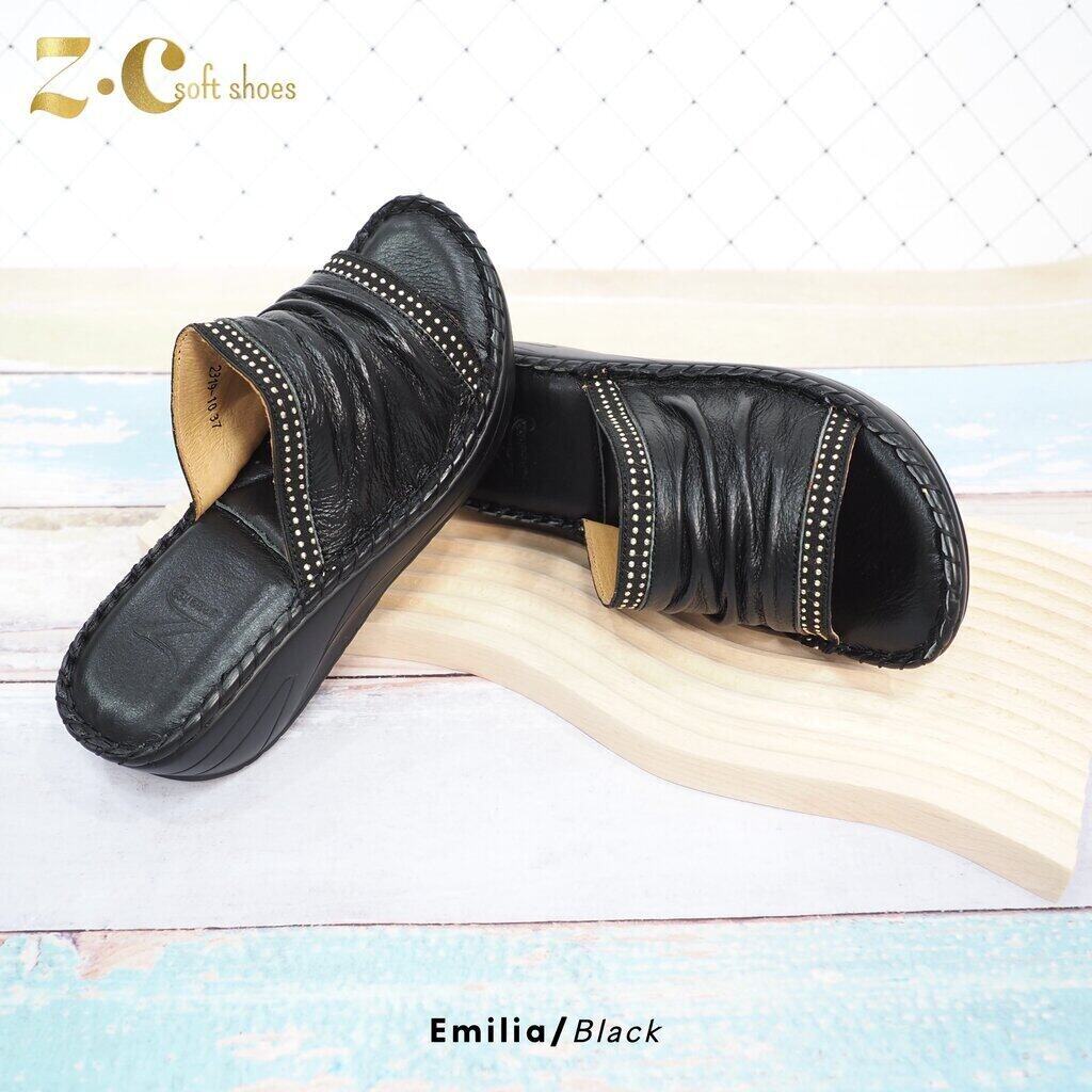 ทรงปกติ เปลี่ยนไซส์ได้ ไม่รับคืน Zenachoo รองเท้าสุขภาพ รุ่น Emilia สูง 2 นิ้วหนังแท้ รุ่นขายดี