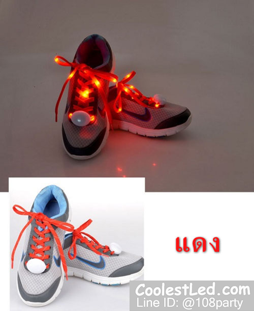 เชือกรองเท้าไนล่อนเรืองแสง มีไฟ Led กระพริบ แบบสีเดียว ทำจากเชือกรองเท้าไนล่อน