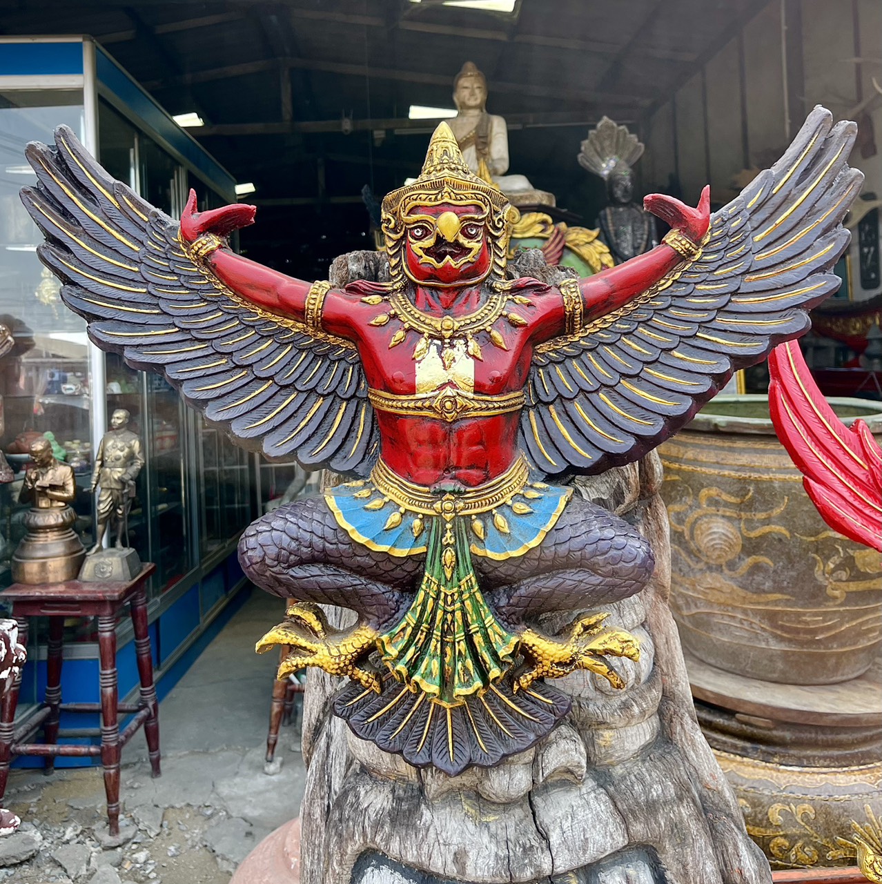 พญาครุฑ ครุฑแขวนผนัง ขนาด70ซม ครุฑเก่า ครุฑหน้าเทพ