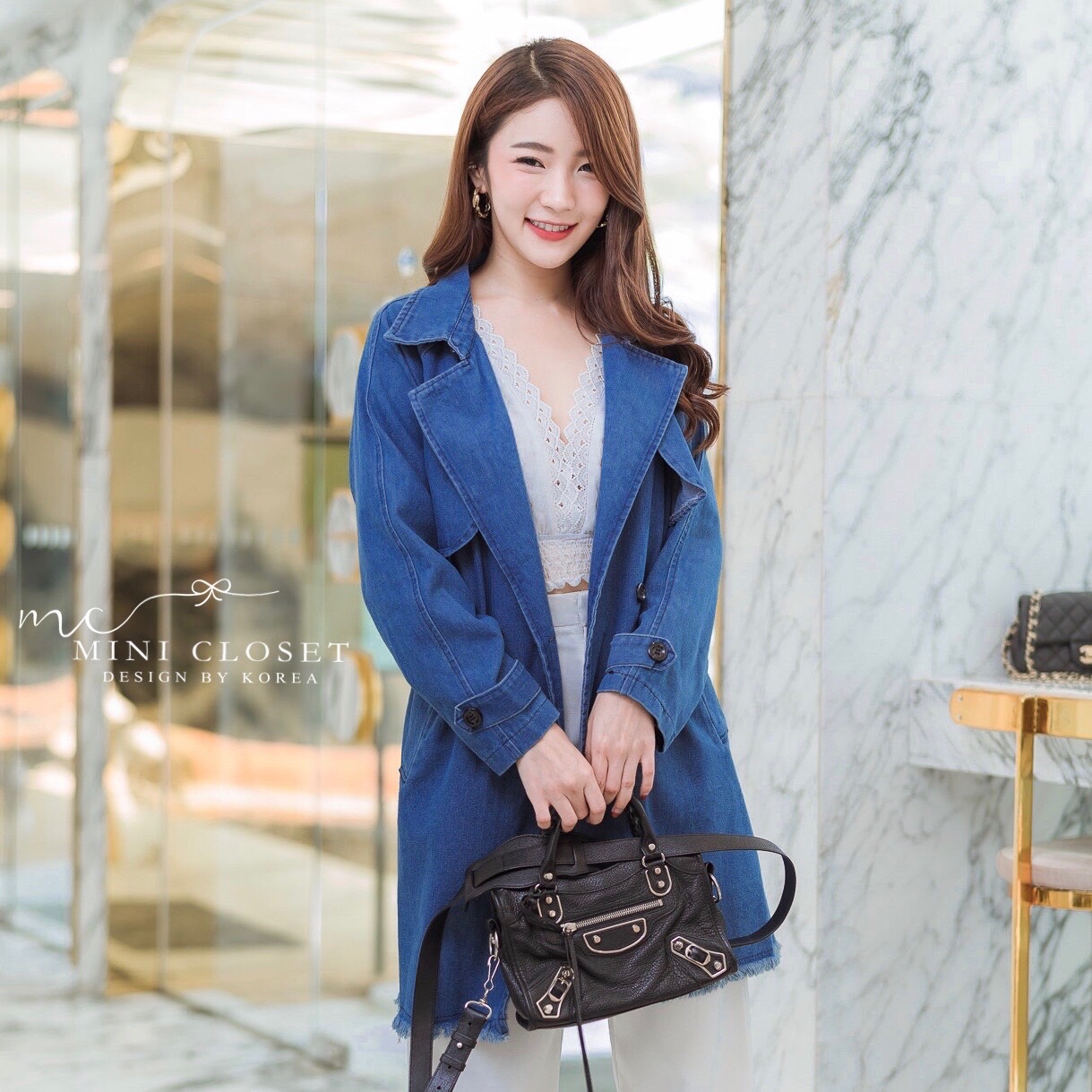 เสื้อโค้ทยีนส์ตัวยาว เสื้อโค้ทสไตล์เกาหลี
