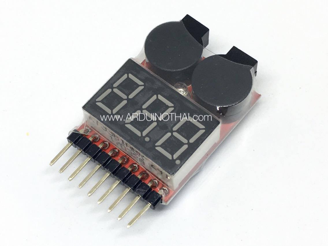 โมดูลวัดระดับแบตลิโพ 1-8S LiPo Battery Voltage Tester Low Voltage Buzzer Alarm สต็อกไทยส่งไว