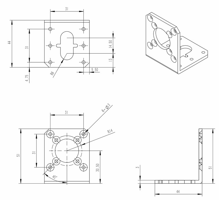 MO21 ฐานยึดมอเตอร์เกียร์ CM36-3650