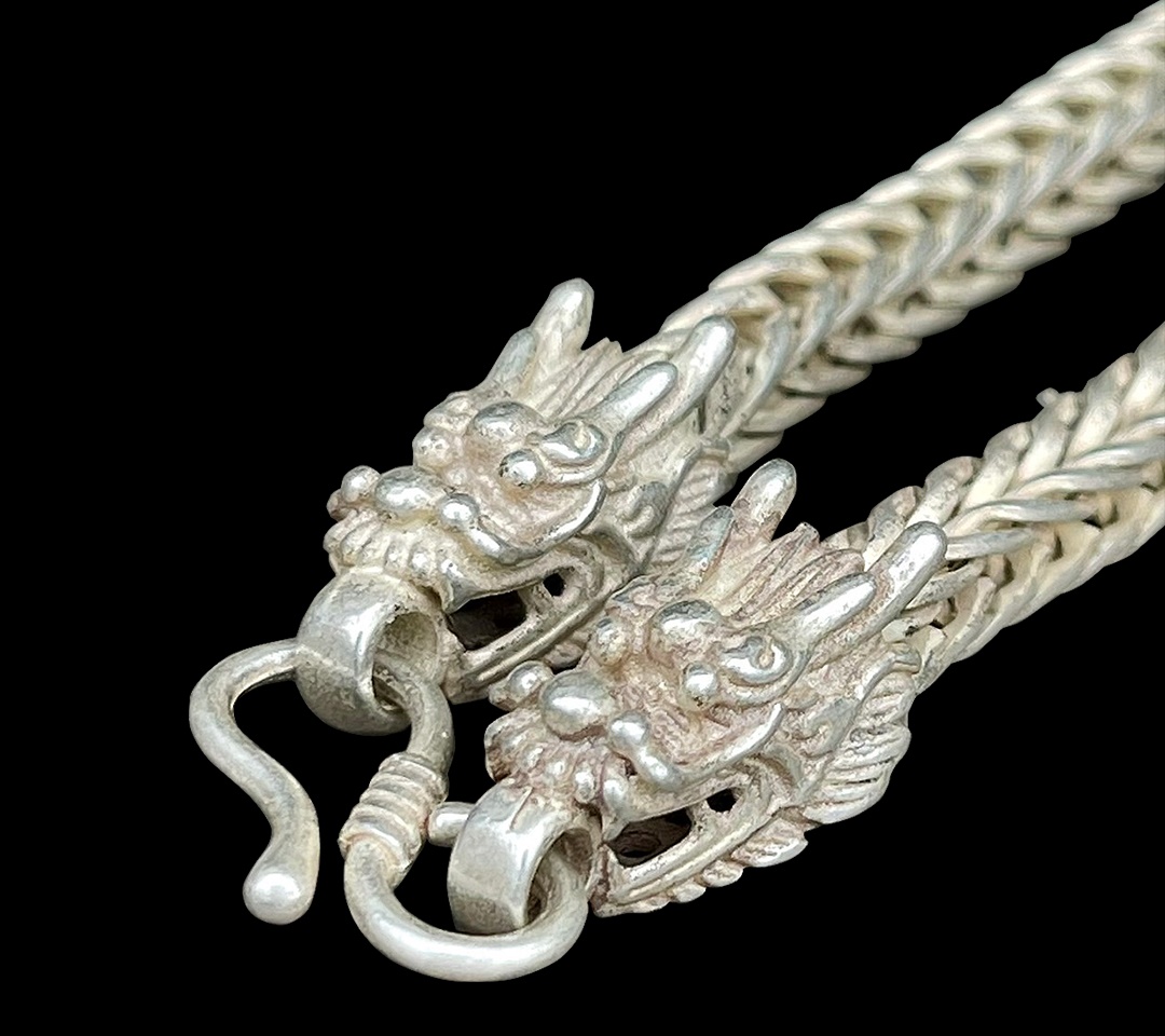 สร้อยเงินเก่า สร้อยคอเงิน หัวลายมังกร สร้อย