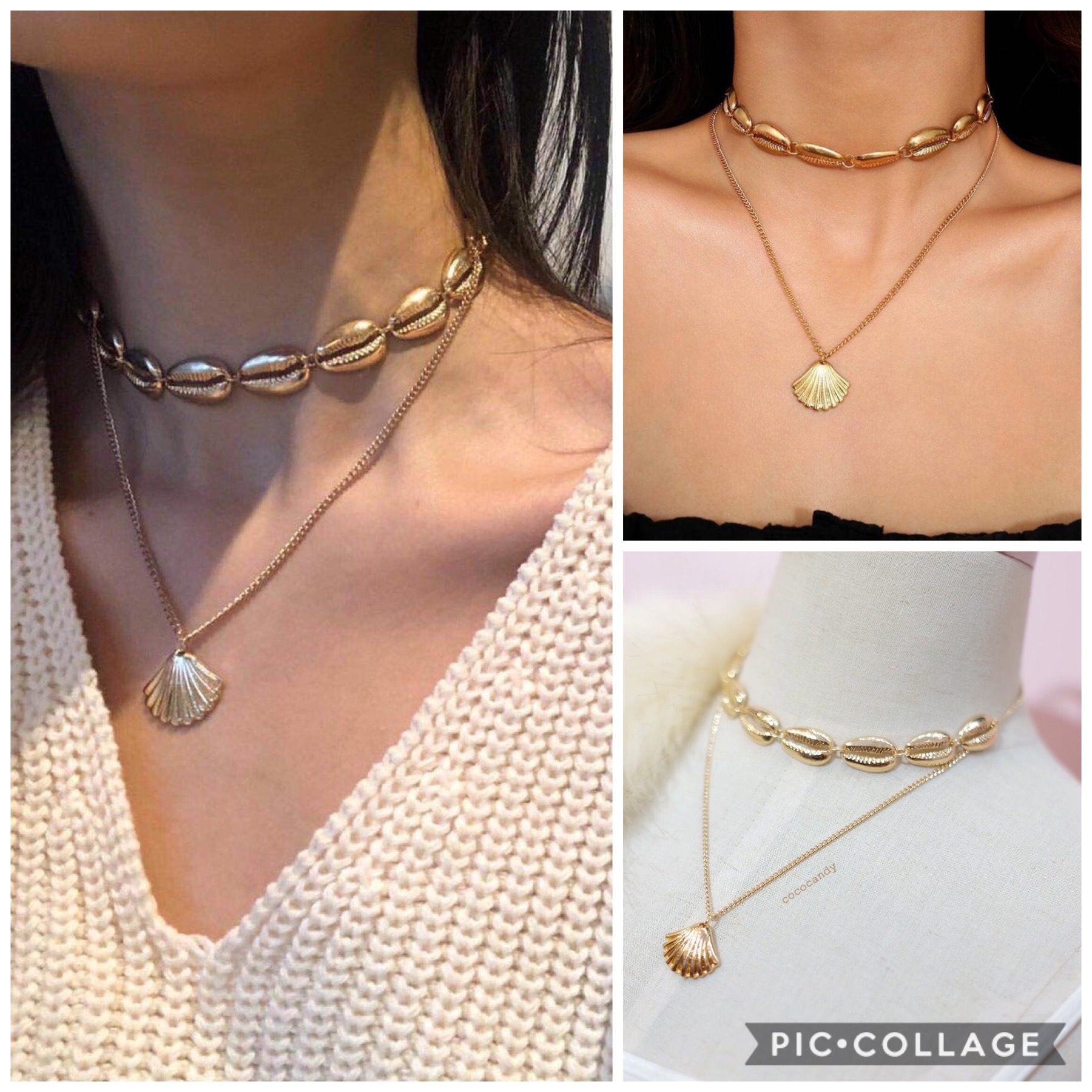 สร้อยคอรูปหอย แบบดาราเซเลปใส่