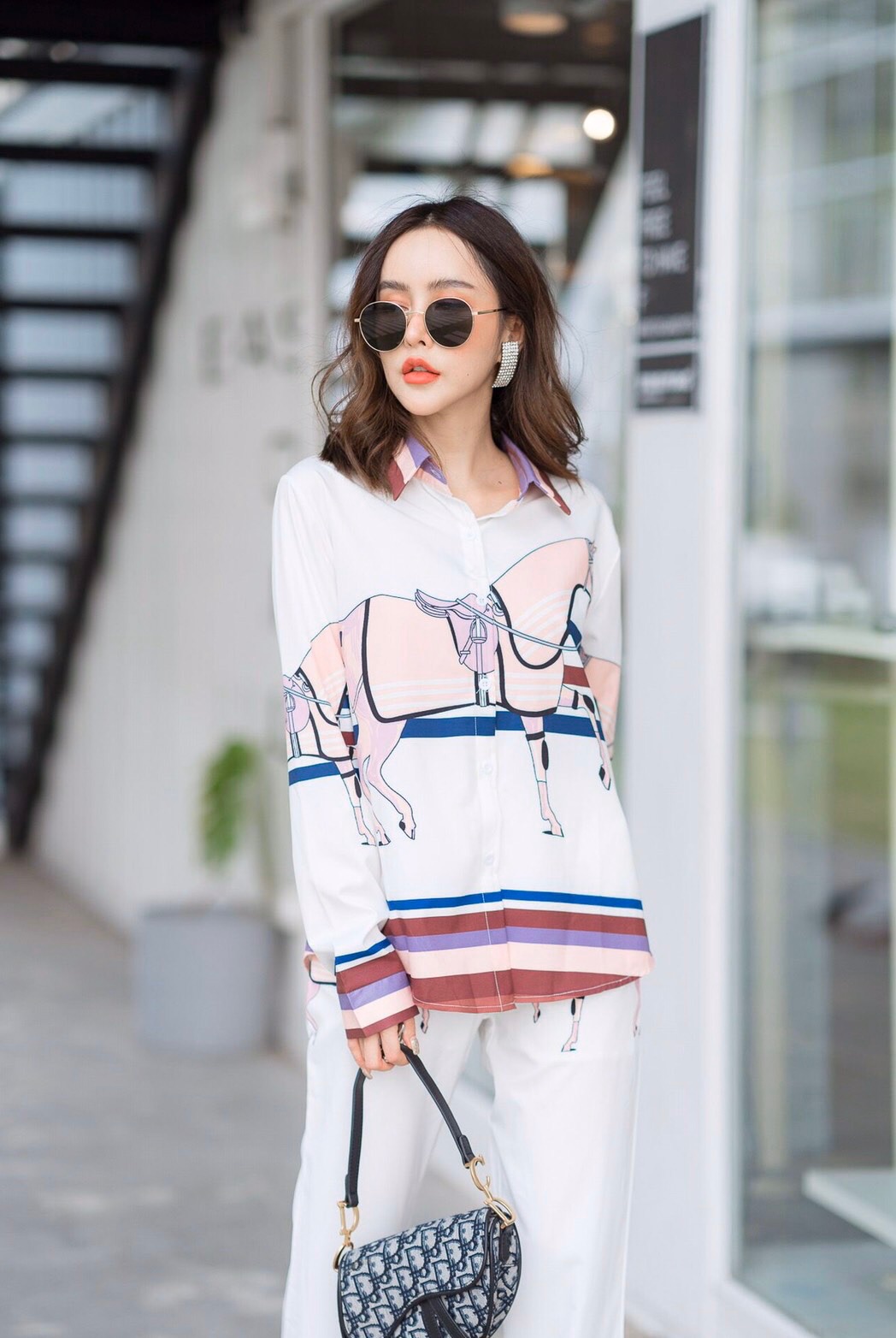 ชุดเซ็ทเสื้อกางเกงขายาว ลายม้า🐎ขายดีมากค่ะ