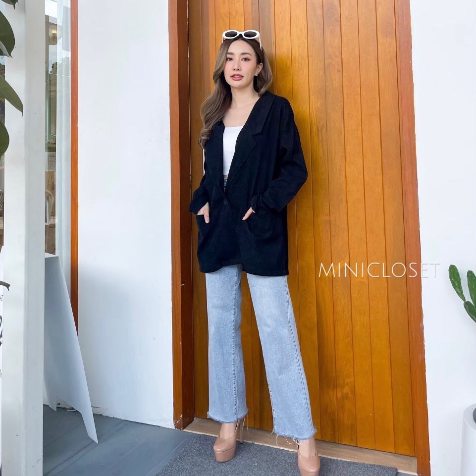 Blazer เบลเซอร์ สูทลำลองหญิง ผ้าลูกฟูก