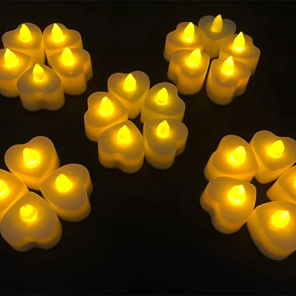 เทียน LED เทียนไฟฟ้าใส่ถ่าน มีไฟกระพริบเสมือนเทียนจริง รูปหัวใจ