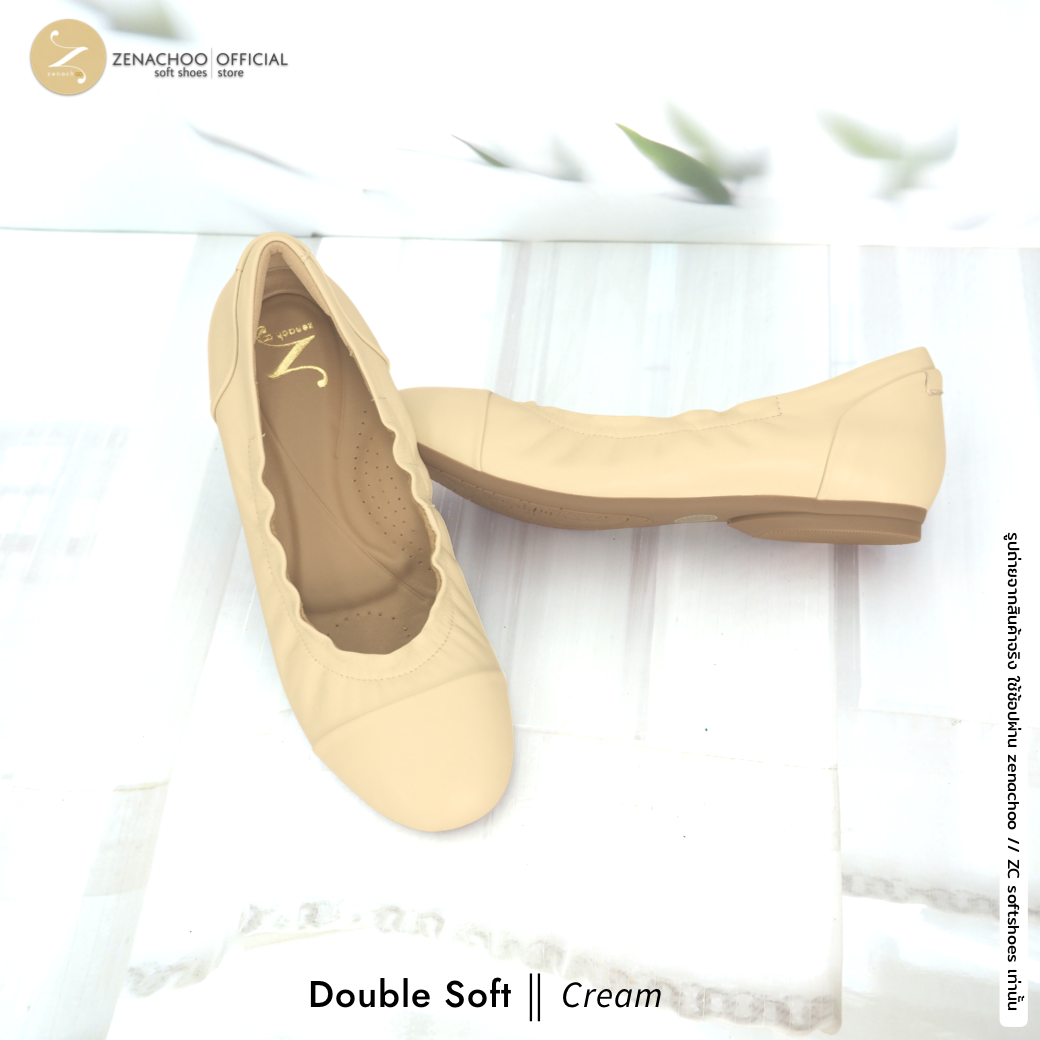 นิ่มตะโกน รองเท้าคัทชูเพื่อสุขภาพ zenachoo หนังแกะแท้ ความสูง 1.5 นิ้ว รุ่น Double soft นิ่มสบายสุด ทรงปกติ