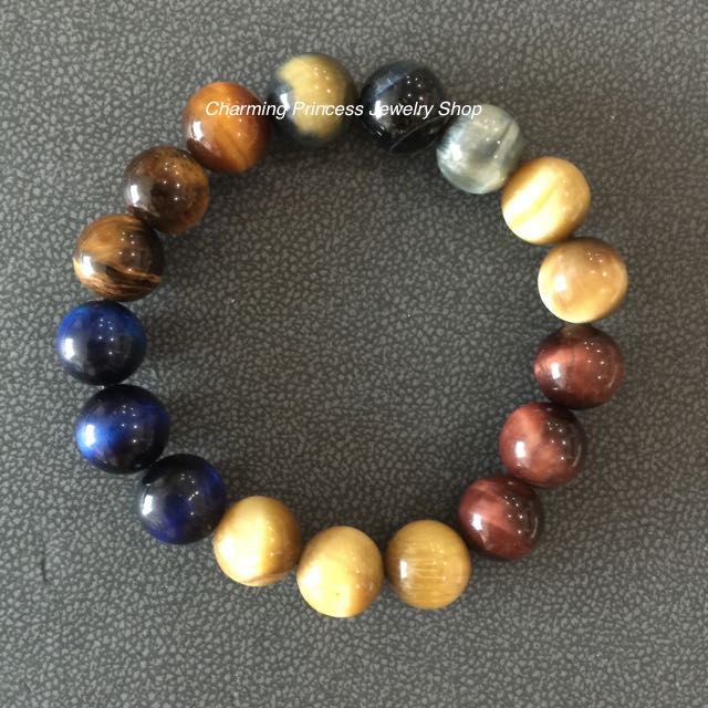 5 พยัคฆราช Tiger Eye Multi Colors หินตาเสือครบทุกสี 10 มม แก้ปีชง พลิกฟื้นดวงชะตา แคล้วคลาดปลอดภัย หินแก้ปีชง