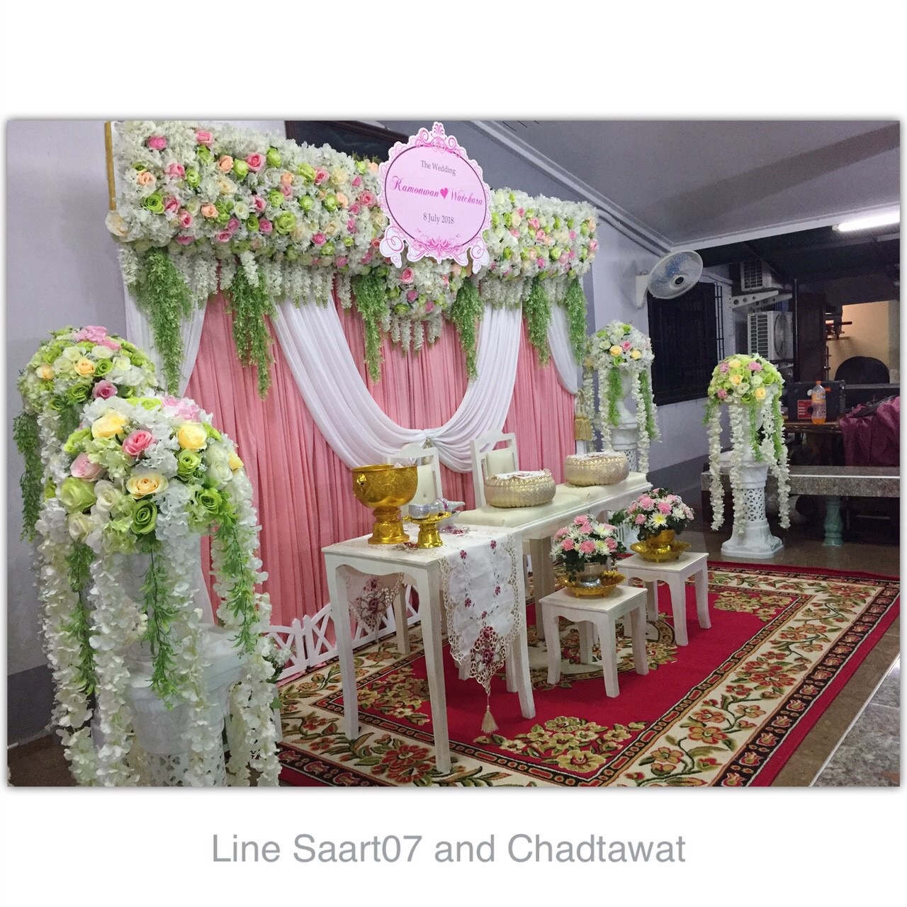 ฉากรดน้ำสังข์ 3 m x 2.5 m ธีมชมพู