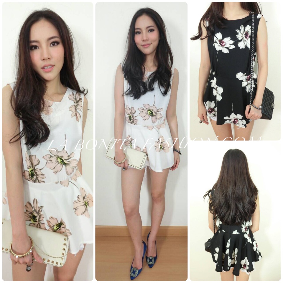 Spring Bloom Blouse เสื้อแขนกุดเนื้อผ้าฝ้าย ชายเสื้อทรงระบายนิดๆพอน่ารัก