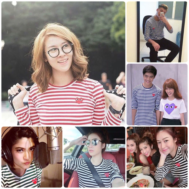 PLAY COMME des GARCONS Stripe Longsleeves T-Shirt เสื้อยืดแขนยาวลายขวางแบรนด์ดัง PLAY COMME des GARCONS เนื้อผ้ายืดนุ่มมืองานTop MIRROR งานเย็บเนี้ยบ คัตติ้งทุกจุดเป๊ะ