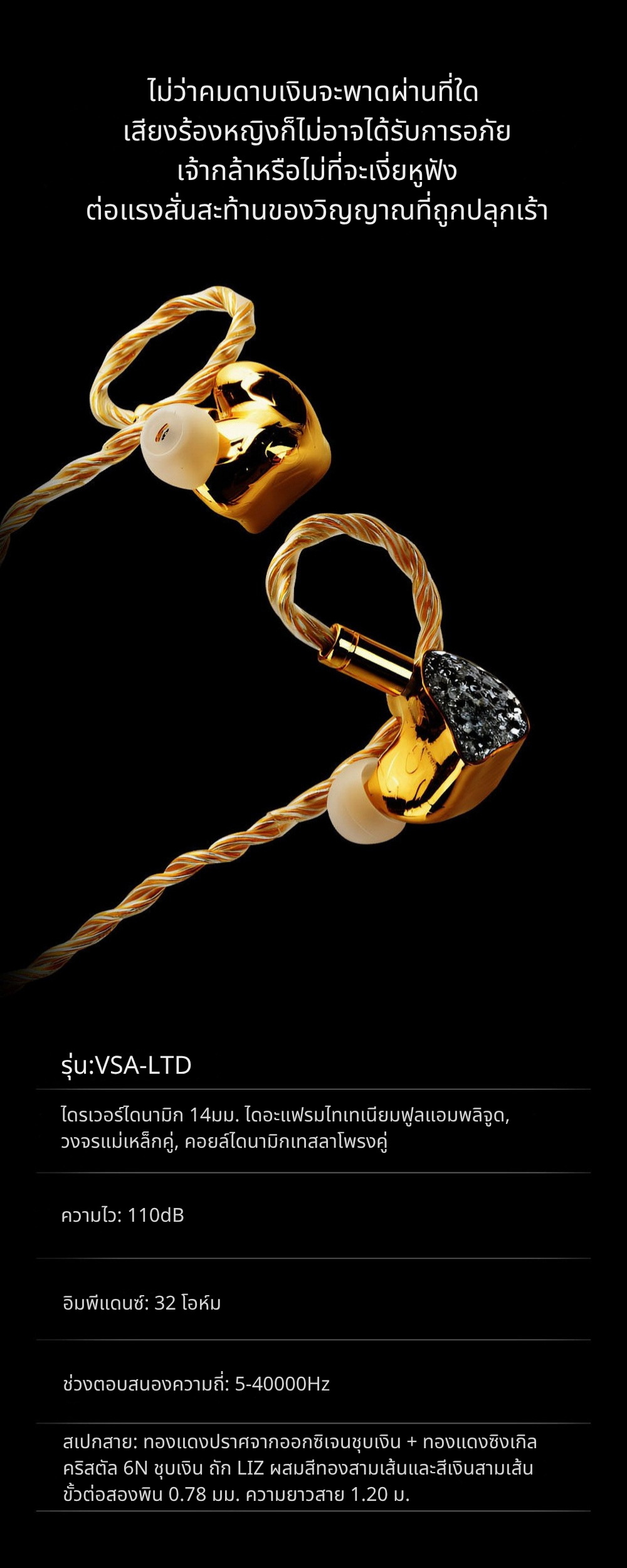 Ear Acoustic Audio VSA LTD หูฟัง IEMs ไดรเวอร์ Dynamic ไดอะแฟรมชุบไทเทเนียม ประกันศูนย์ไทย