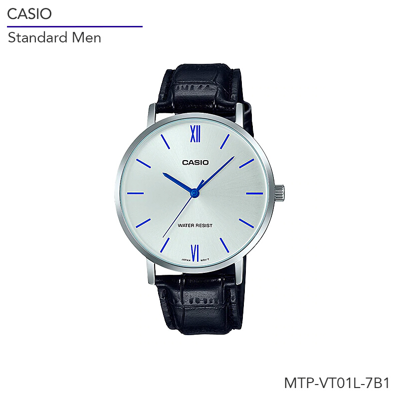 นาฬิกาข้อมือ Casio Standard Men สายหนัง MTP-VT01L Series MTP-VT01L-1B MTP-VT01L-1B2 MTP-VT01L-2B MTP-VT01L-2B2 MTP-VT01L-7B1 MTP-VT01L-7B2