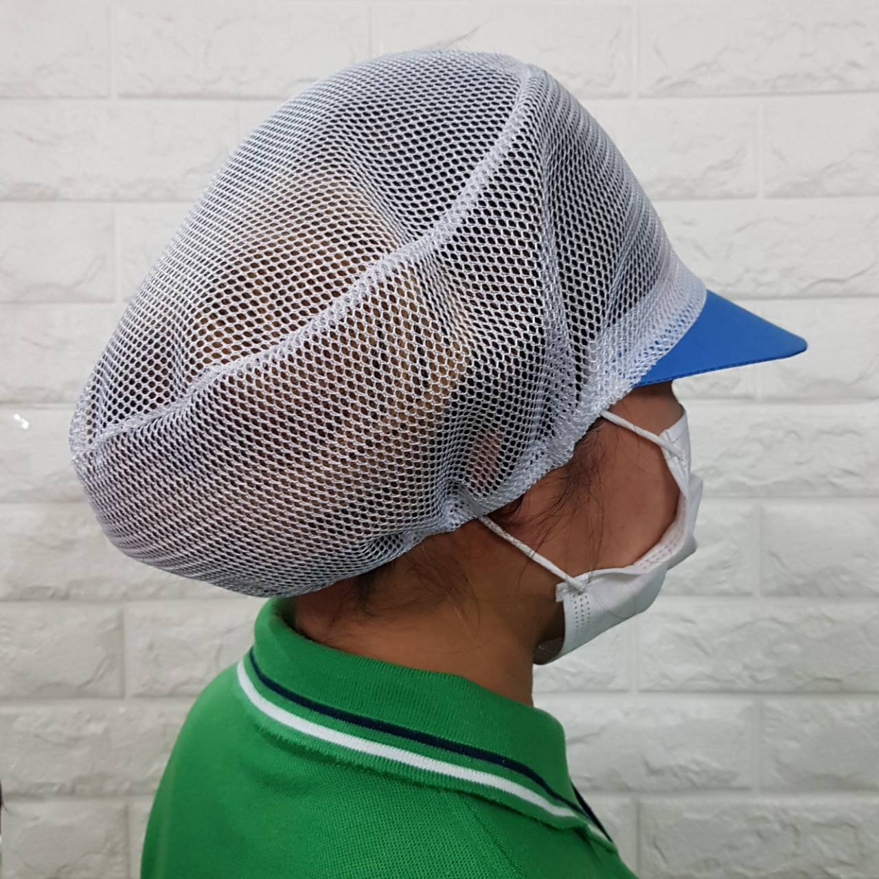 จำนวน 100ใบ หมวกแก้ปตาข่ายเต็มใบ หมวกแม่ครัว หมวกพ่อครัว หมวกทำอาหาร หมวกโรงงาน หมวกพนักงานฝ่ายผลิต หมวกอุตสาหกรรม หมวกคลุมเก็บผมชาย-หญิง