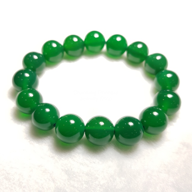 Green Agate อาเกต สีเขียว 12 มม สงบ ผ่อนคลาย ความร่ำรวย และ มีพลัง