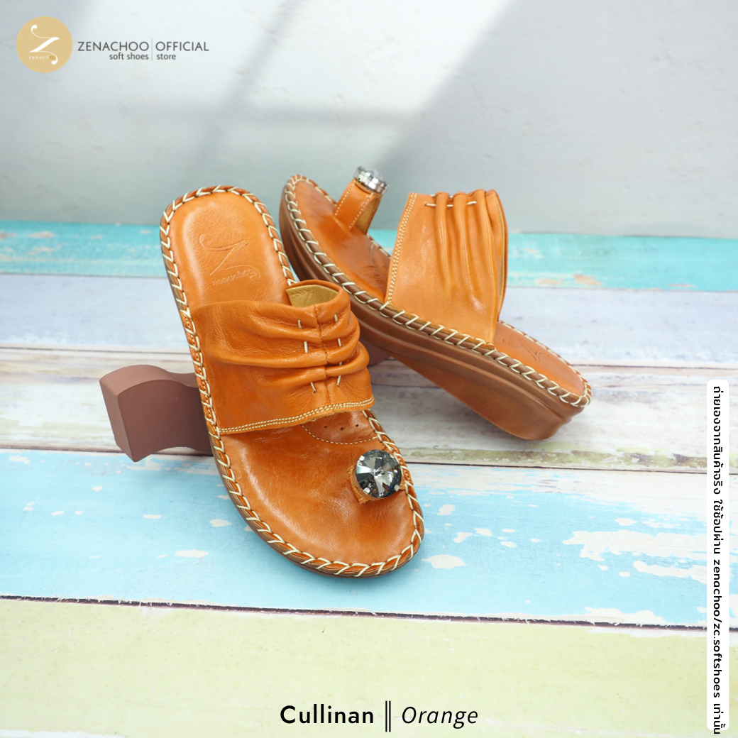 ZENACHOO รองเท้าสุขภาพผู้หญิง รุ่น Cullinan แบบสวมนิ้วโป้ง หนังนิ่ม พื้นนุ่ม ใส่สบาย สูง 1.5 นิ้ว ทรงปกติ