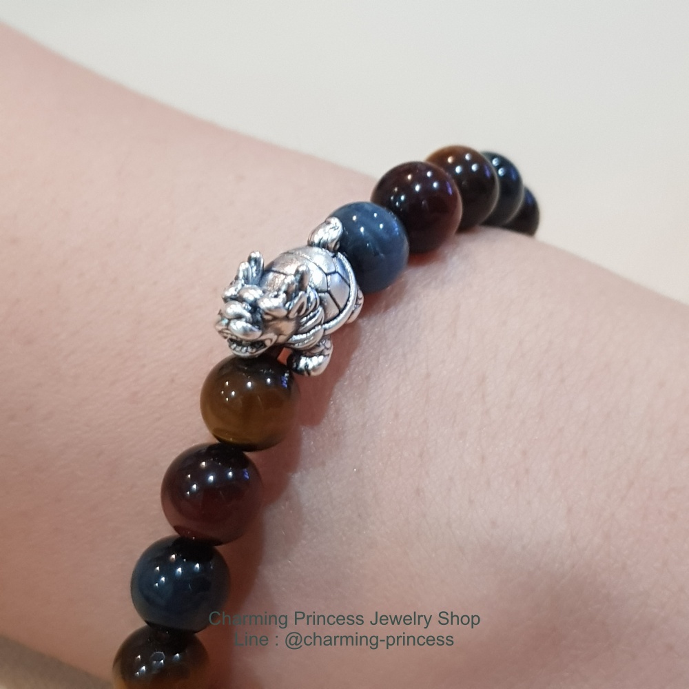 Tiger Eye 3 Colors หินสามทหารเสือ 8 มม แก้ปีชง พลิกฟื้นดวงชะตา แคล้วคลาดปลอดภัย ตัวคั่นเต่ามังกรเงินแท้ มีความหมายถึงสุขภาพที่สมบูรณ์