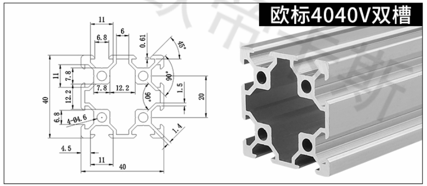 อลูมิเนียมโปรไฟล์ Aluminium Profile 4040 ร่อง 20 (Silver) / 10cm.