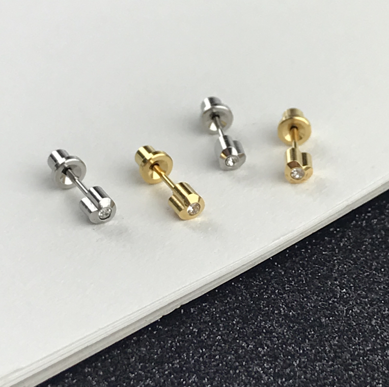 (ส่งฟรี!) ต่างหูสำหรับผิวแพ้ง่ายแป้นตัน สแตนเลสเกรดการแพทย์ ปลอดภัย 100% Heartlite_HC464_