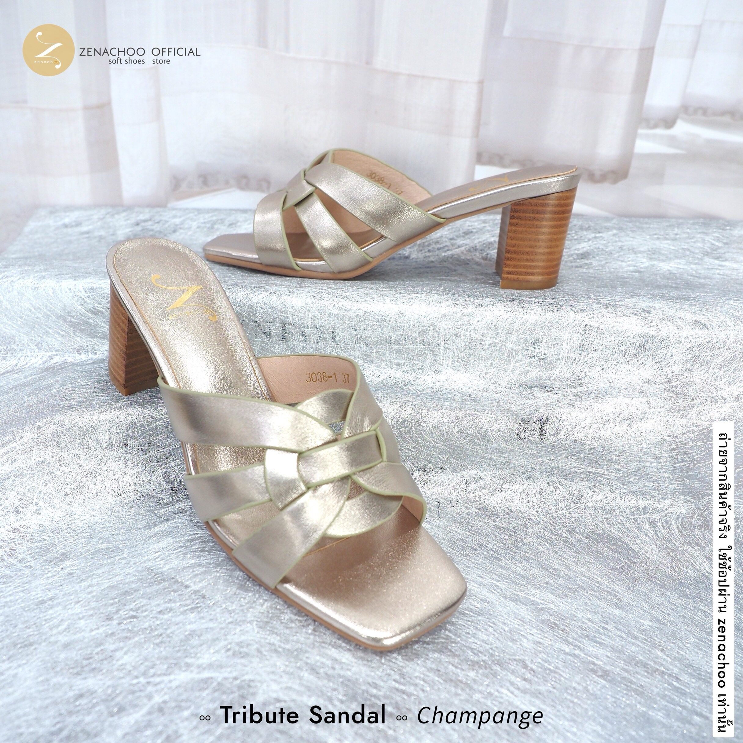 ทรงปกติ เปลี่ยนไซส์ได้-ไม่รับคืน Zenachoo รุ่น Tribute สูง 2นิ้ว หนังแกะนิ่ม ทรงสวยมาก