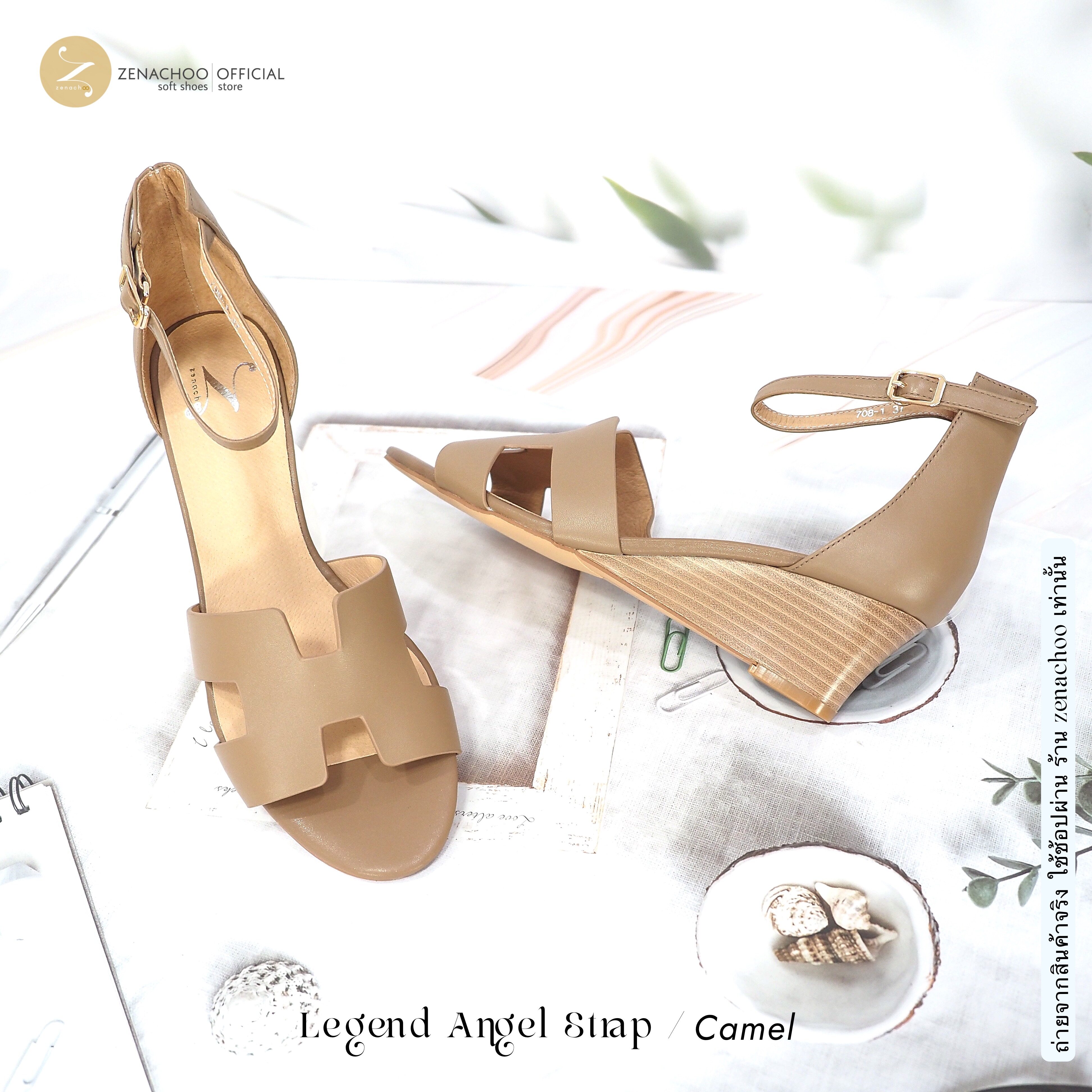 ทรงปกติ สินค้าลดราคา ไม่รับเปลี่ยน-คืน ทุกกรณึ รุ่นขายดี Legend Ankle Strap สูง 2 นิ้ว ส้นเตารีด รองเท้าหนังแกะแท้