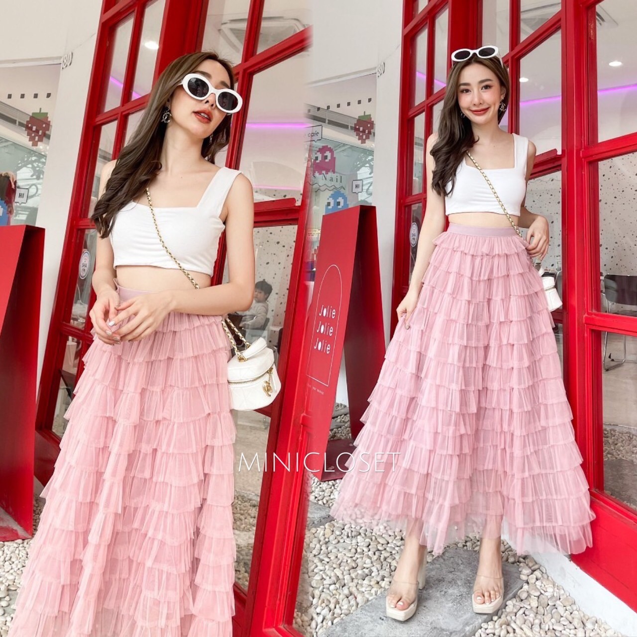 กระโปรงยาวระบายชั้นๆ