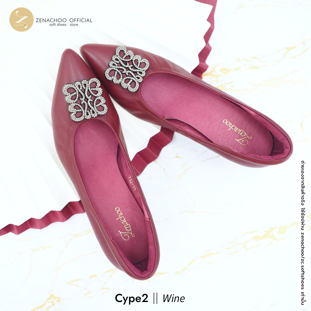 ทรงขายดี ใส่แล้วเท้าเพรียว ทรงปกติ เปลี่ยนไซส์ได้-ไม่รับคืน Zenachoo Cype2 สูง 2 นิ้ว รองเท้าหนังแกะแท้ ใส่สบายมาก