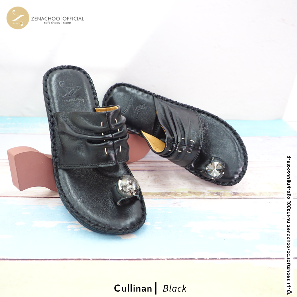 ZENACHOO รองเท้าสุขภาพผู้หญิง รุ่น Cullinan แบบสวมนิ้วโป้ง หนังนิ่ม พื้นนุ่ม ใส่สบาย สูง 1.5 นิ้ว ทรงปกติ