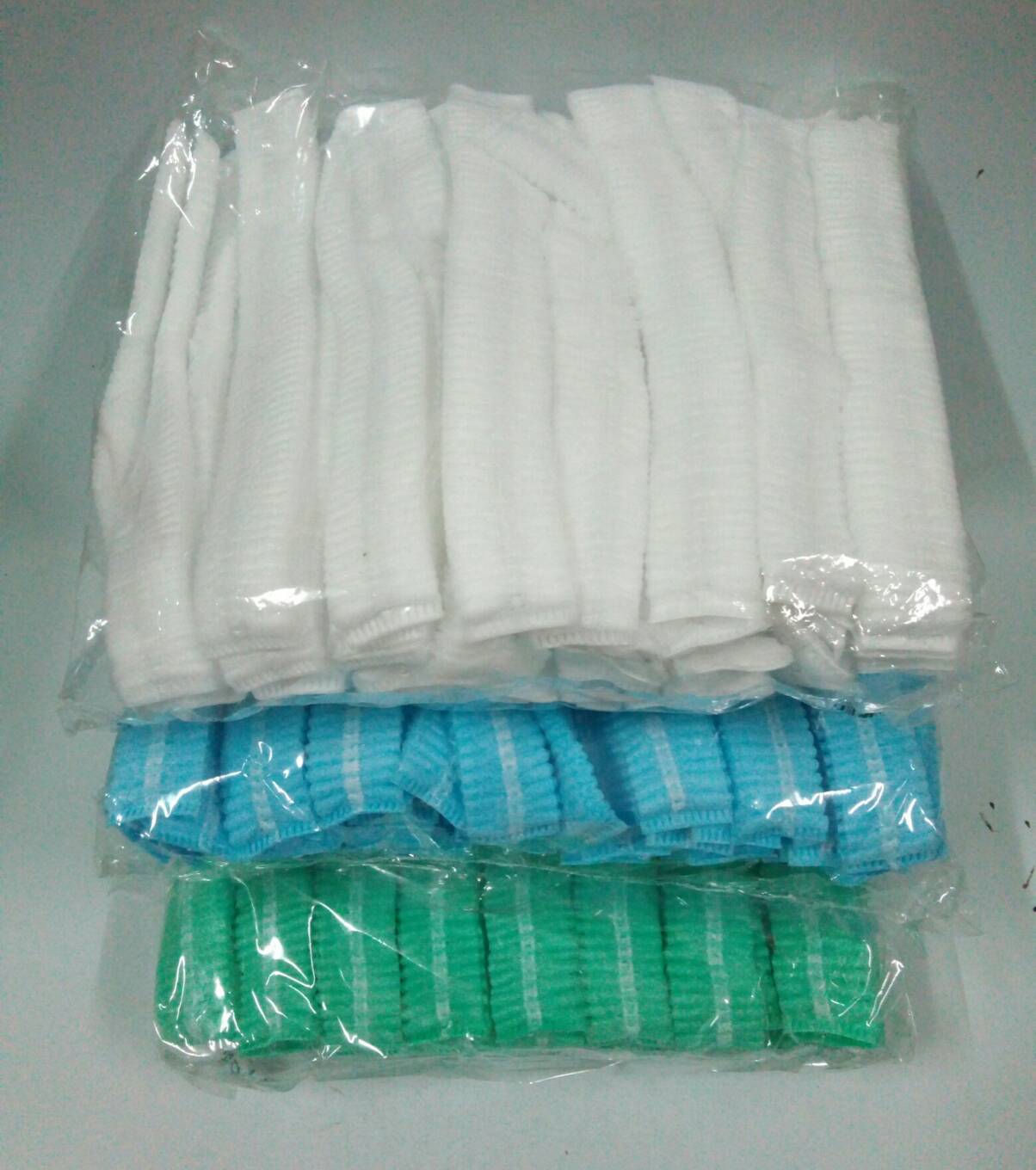 จำนวน 50 ชิ้น หมวกตัวหนอน หมวกคลุมผมใยสังเคราะห์ เขียว, ขาว, ฟ้า,ชมพู