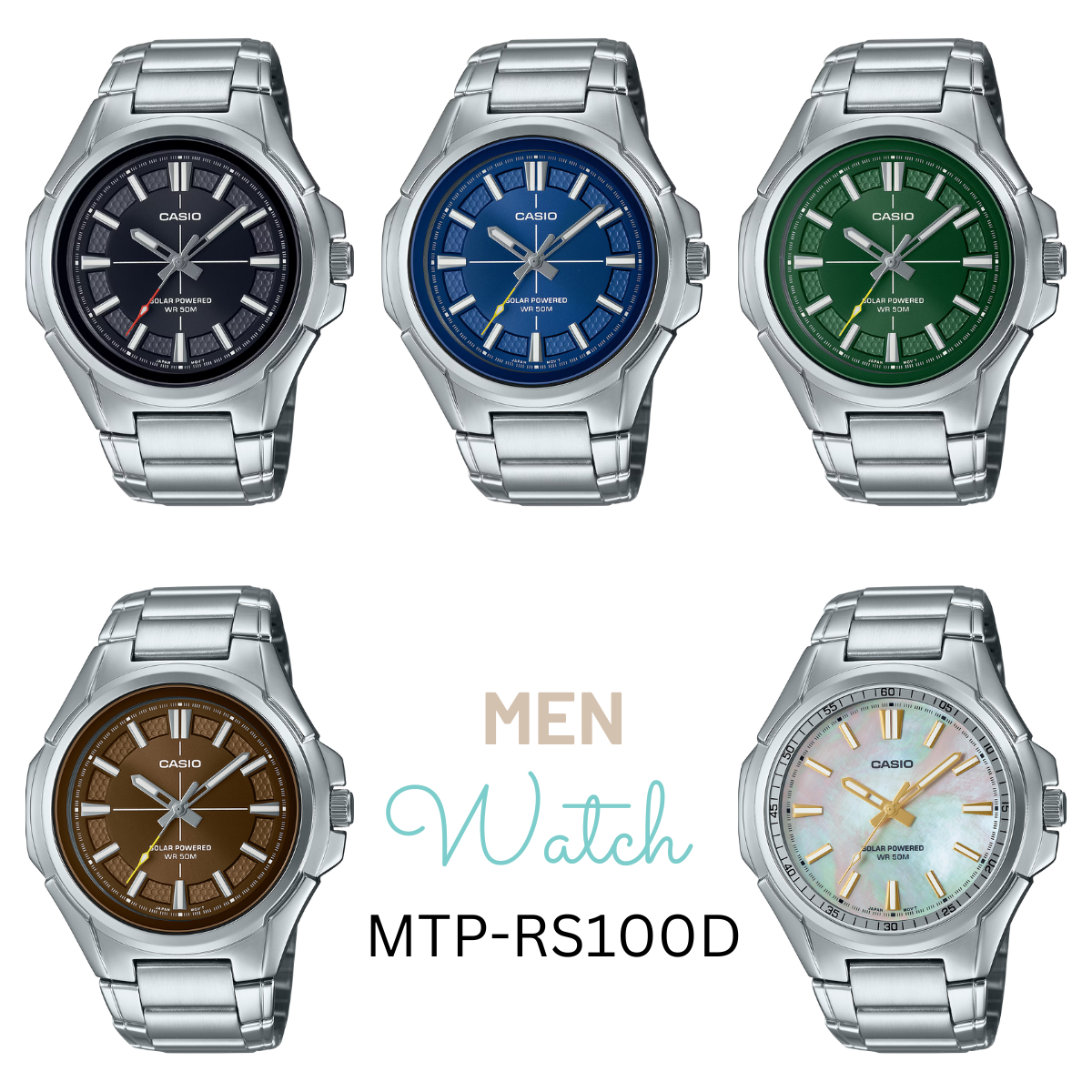 Casio Standard นาฬิกาข้อมือผู้ชาย รุ่น MTP-RS100,MTP-RS100D-1A,MTP-RS100D-2A,MTP-RS100D-3A,MTP-RS100D-5A,MTP-RS100S-7A