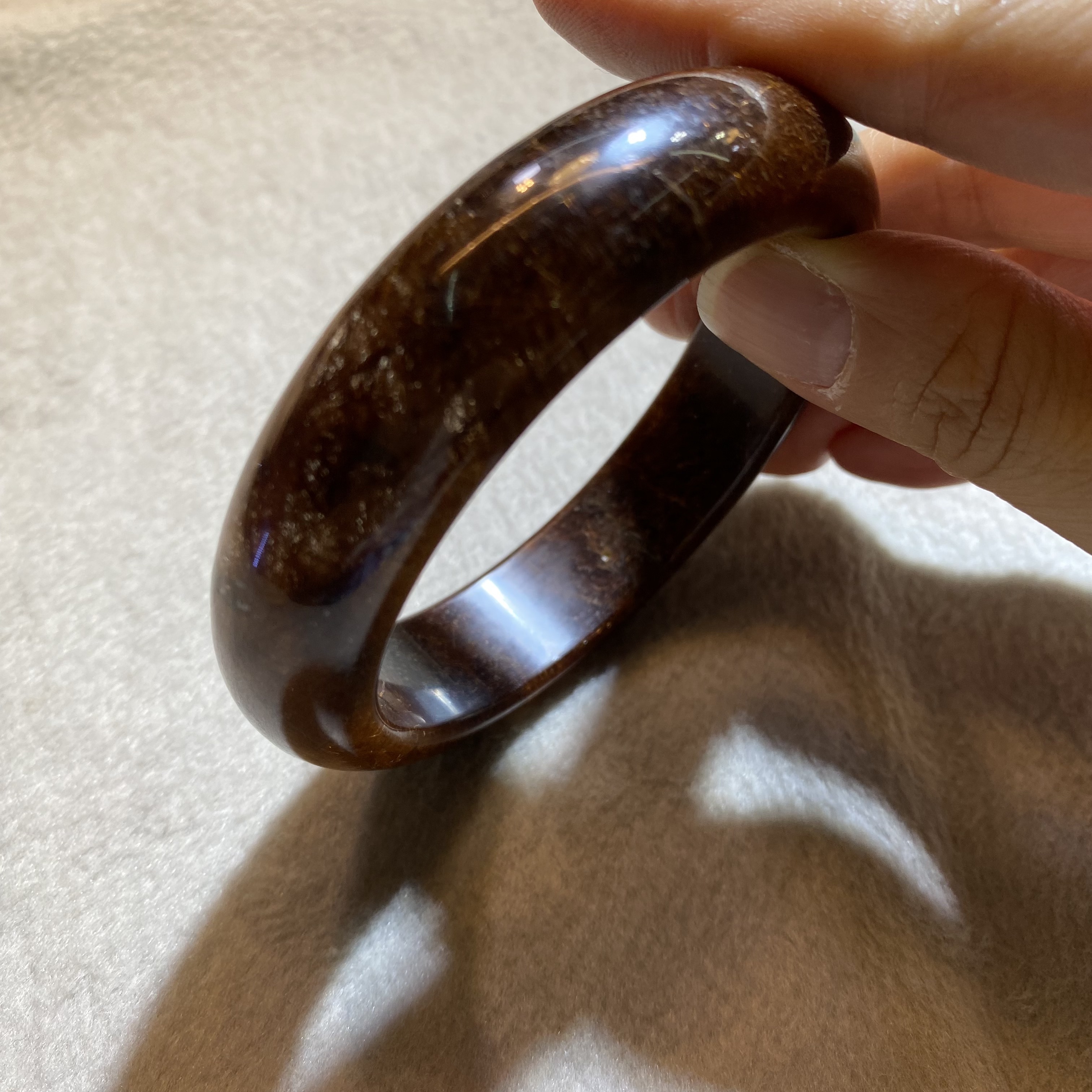 กำไลไหมจักรพรรดิ์ ไหมแน่น Golden Brown Rutilated Quartz หน้ากว้าง 11 มม ความกว้างกำไล 62 มม