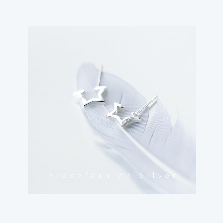 ต่างหูสำหรับผิวแพ้ง่าย เงินแท้ 92.5% Star Frame-ES439