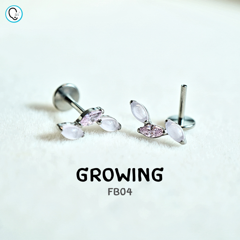 ต่างหูไทเทเนียม 100% แป้นแบนขันน็อต สำหรับผิวแพ้ง่าย ใส่สบายเรียบหลังหู รหัส FB (ราคา/ข้าง)