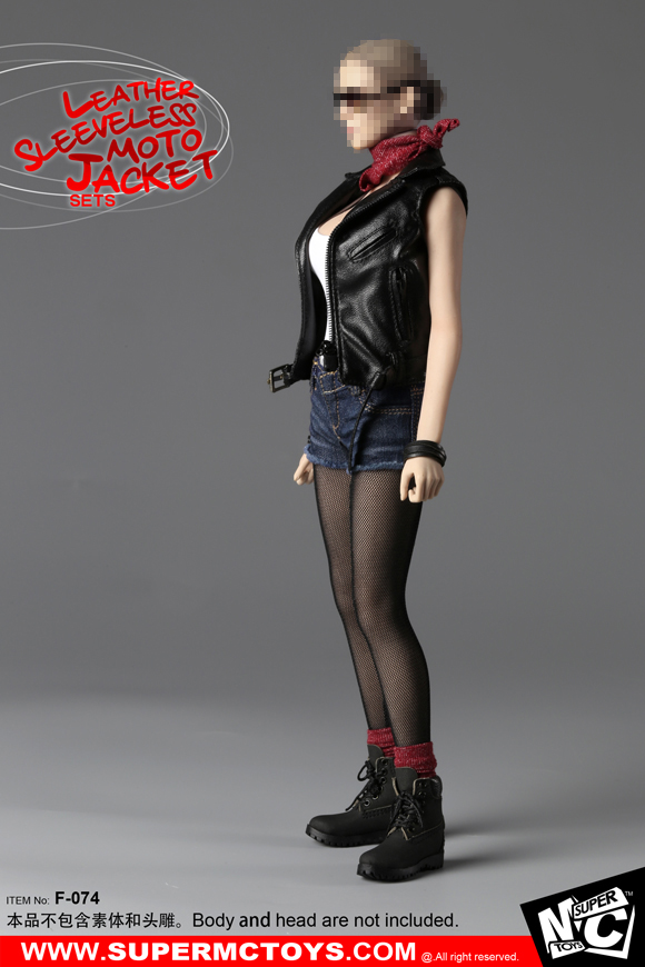 SuperMCTOYS F-074 Leather Sleeveless Moto Jacket Sets