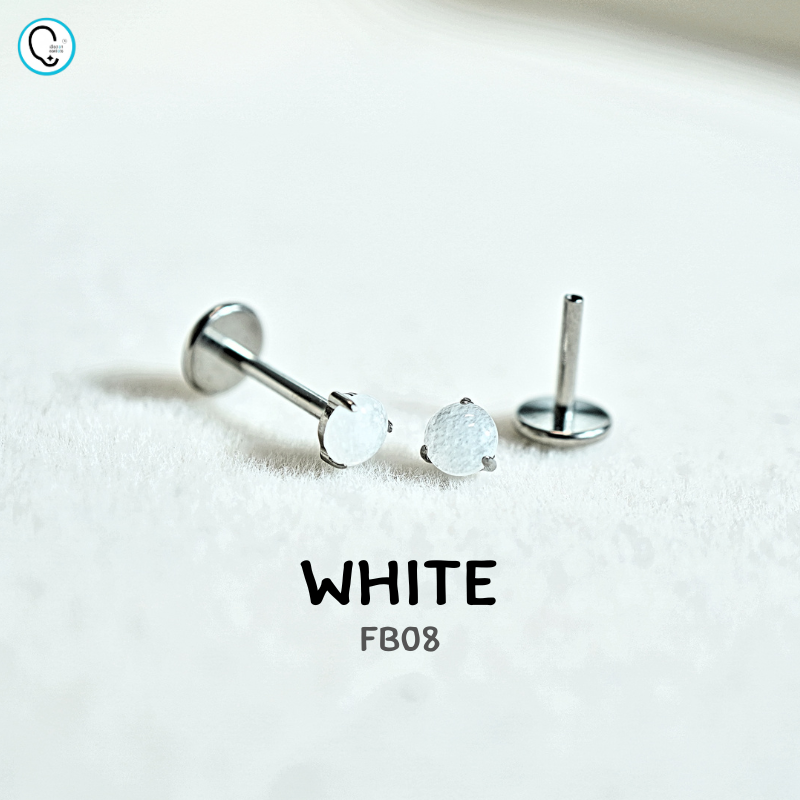 ต่างหูไทเทเนียม 100% แป้นแบนขันน็อต สำหรับผิวแพ้ง่าย ใส่สบายเรียบหลังหู รหัส FB (ราคา/ข้าง)