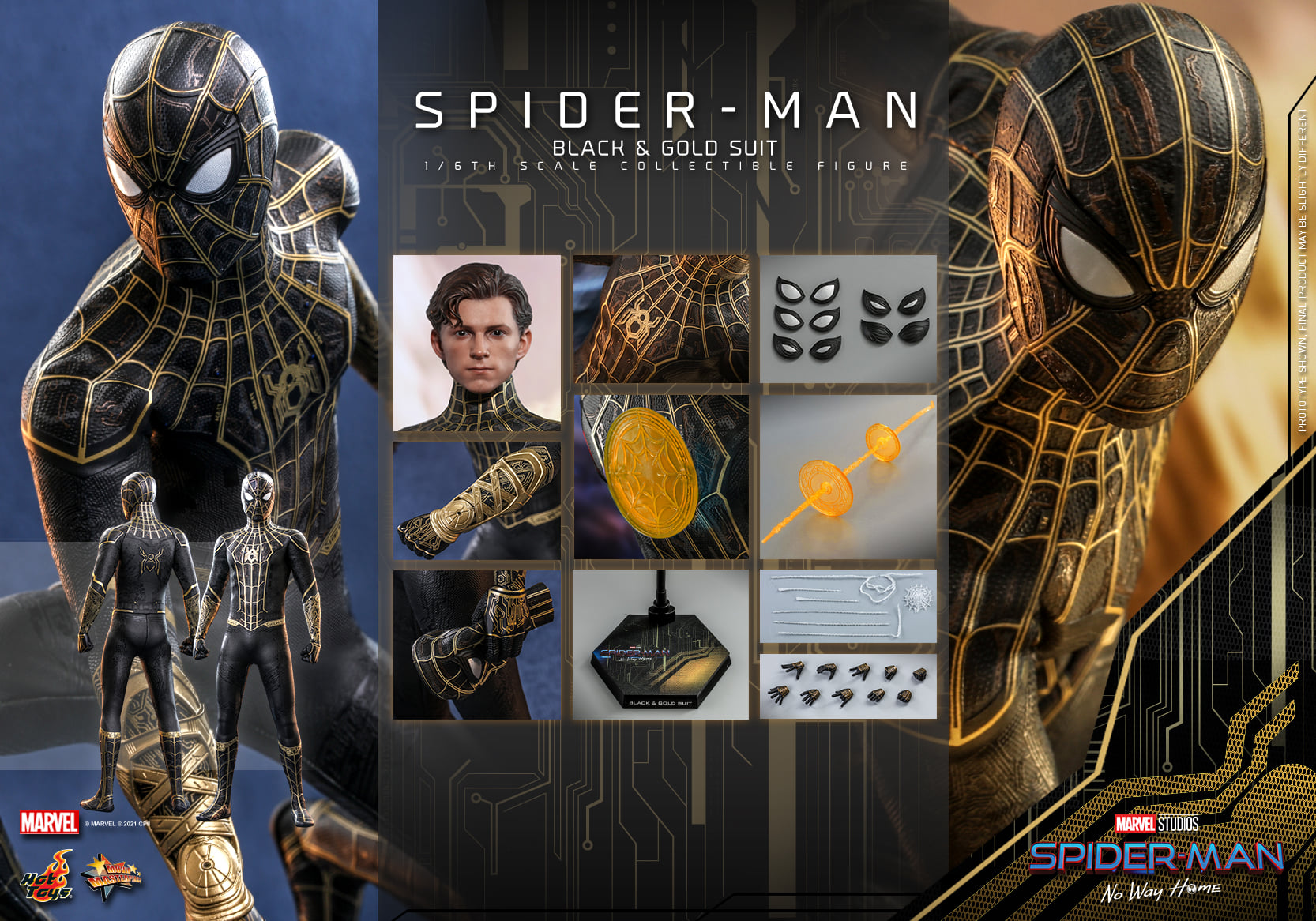Hot Toys MMS604 1/6 Spider-Man: No Way Home - Spider-Man (Black & Gold Suit)
