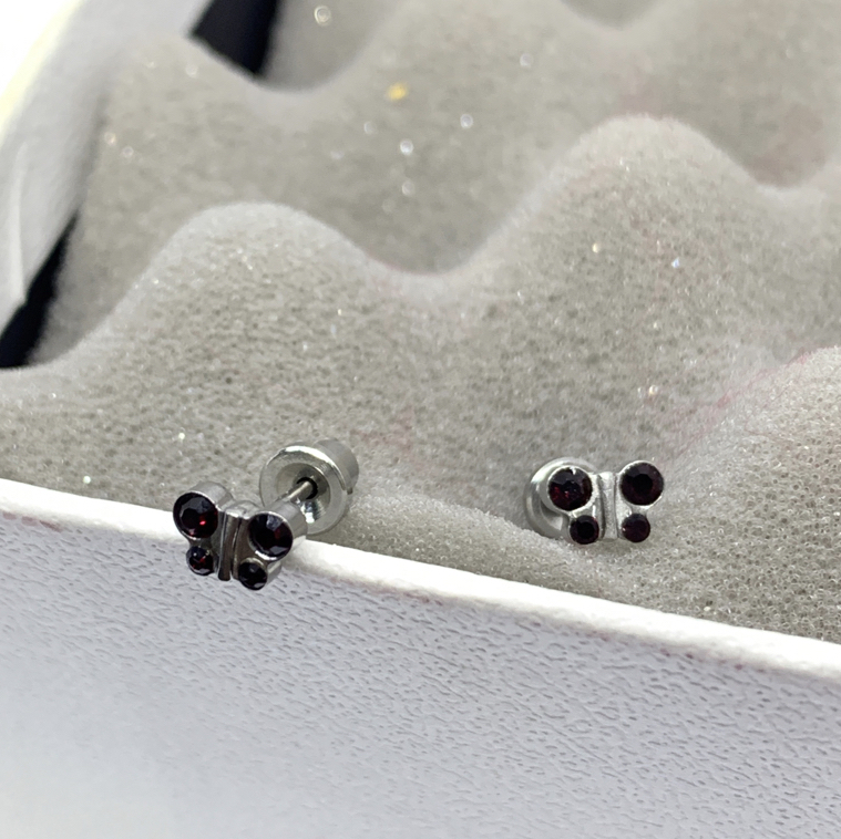 (ส่งฟรี!) ต่างหูสำหรับผิวแพ้ง่ายแป้นตัน สแตนเลสเกรดการแพทย์ ปลอดภัย 100% Butterfly