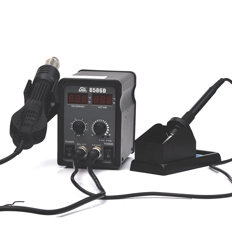 เครื่องเป่าลมร้อน + หัวแร้ง GUNAISI GS8586D +อุปกรณ์เสริม9ชิ้น