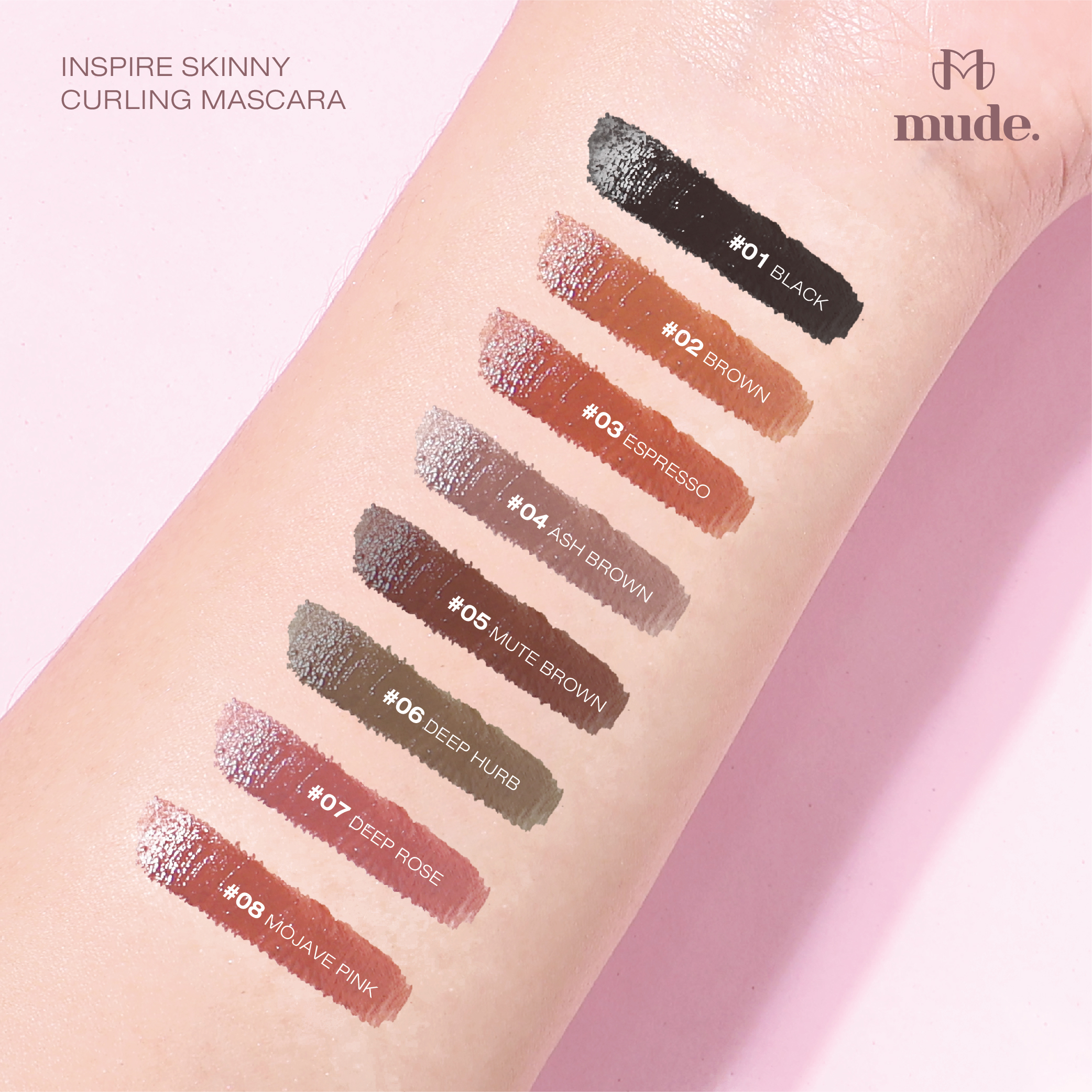 MUDE INSPIRE SKINNY CURLING MASCARA 3 G. (มาสคาร่า หัวแปรงเล็ก)