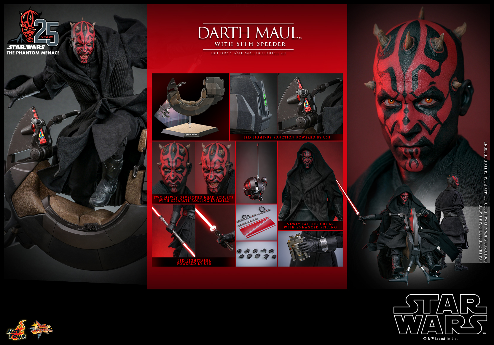 Hot Toys MMS749 Star Wars Episode I: The Phantom Menace™ - Darth Maul™ with Sith Speeder