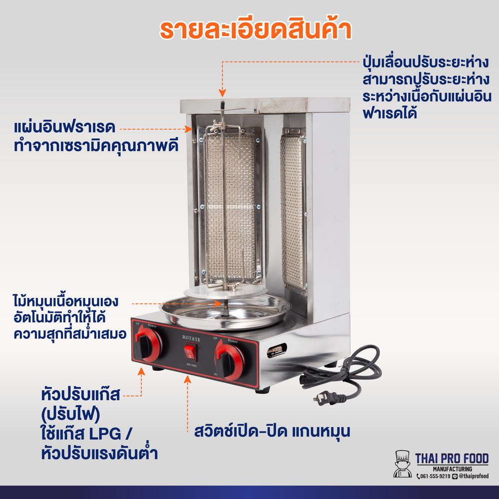 เตาเคบับ 2 เเผ่นอินฟราเรด ระบบเเก๊ส