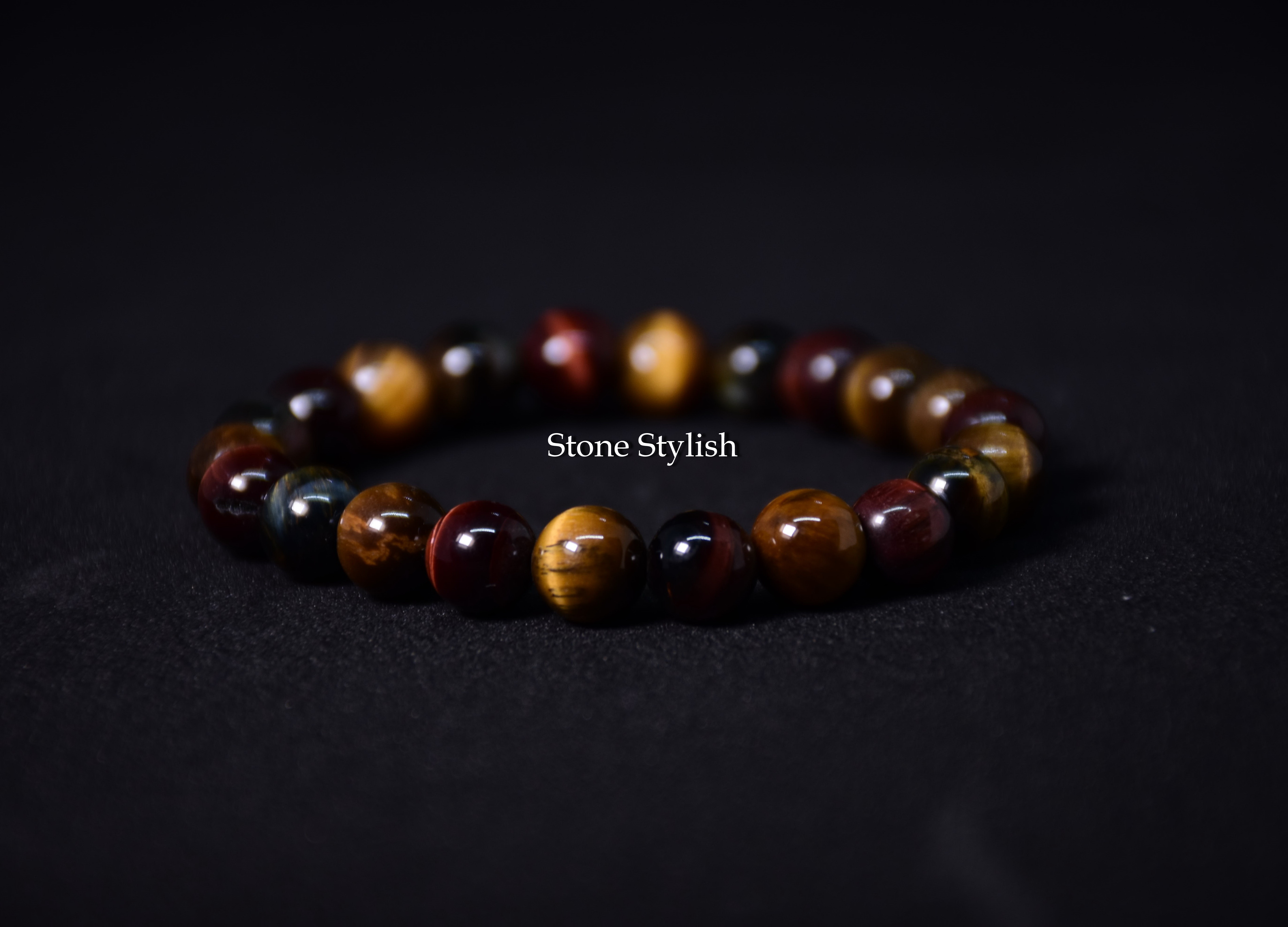 สร้อยข้อมือ สามทหารเสือ (Tri-Color Tiger Eye) ขนาด 8 มิล