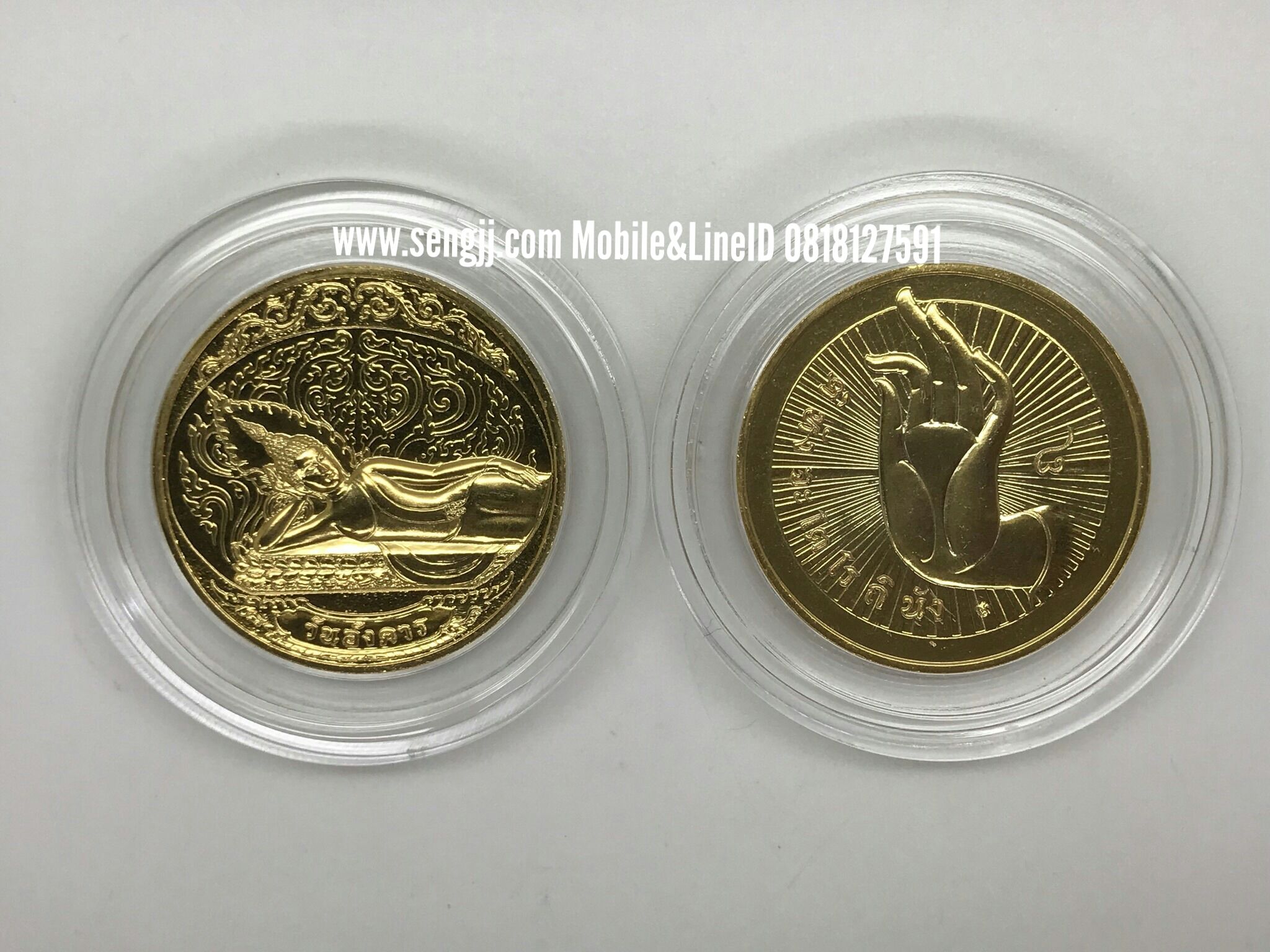 เหรียญที่ระลึกนิเกิลชุบทอง 3 ซม. พระประจำวัน 8 ปาง (ชุดละ 8 เหรียญพร้อมใบรับรอง)